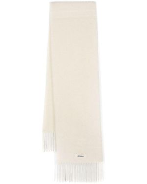 Jacquemus Logo Patch Fringed Scarf - White