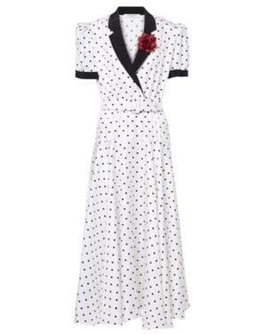 Rodarte Polka Dot Silk Twill Midi Dress - White