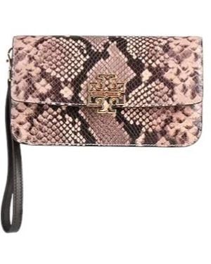 Tory Burch Small Snake-Patterned Clutch - Pink