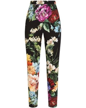 Dolce & Gabbana Floral-Print Leggings - Red