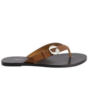 Coperni Lizard-Effect Buckle Sandals - Brown