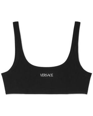 Versace Ribbed Cropped Top - Black