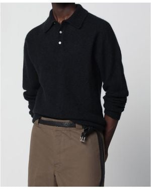 Roberto Collina Long Sleeve Knit Polo Shirt - Blue