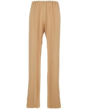 forte_forte Elastic Waist Relaxed Trousers - Natural