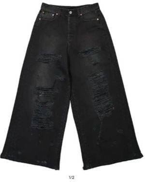 Vetements Distressed Wide Leg Jeans - Black