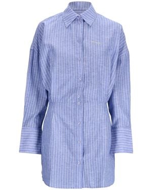 WRSTBHVR Pinstripe-Pattern Mini Shirt Dress - Blue