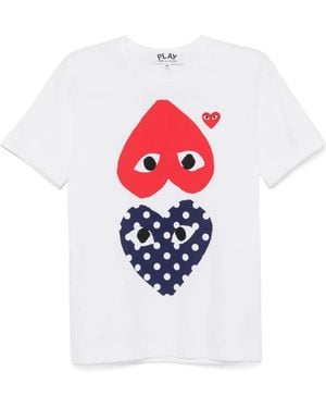 Comme des Garçons Heart-Print Cotton T-Shirt - White