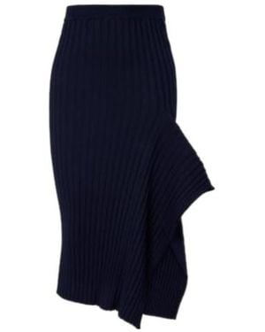 Stella McCartney Ribbed-Knit Ruffled Cotton Midi Skirt - Blue