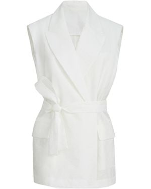 Brunello Cucinelli Sleeveless Belted Waistcoat - White