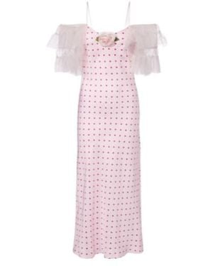 Rodarte Floral-Applique Printed Silk Slip Dress - Pink