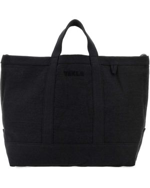 Tekla Canvas Beach Tote Bag - Black