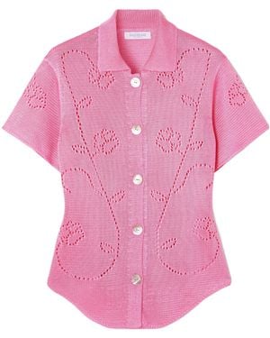 Calle Del Mar Lapel Short Sleeve Knit Cardigan - Pink