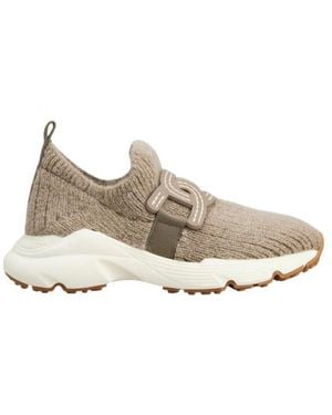 Tod's Kate Round-Toe Knitted Sneakers - Gray