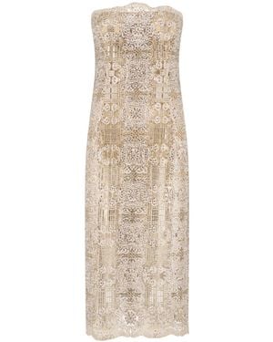 Ermanno Scervino Embellished Strapless Dress - Natural