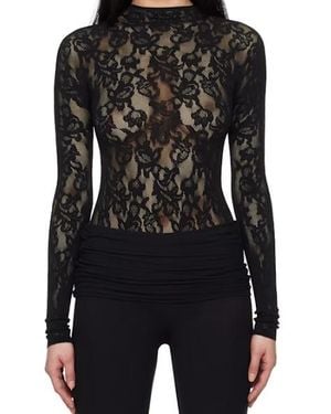 Skims Knitted Lace Bodysuit - Black