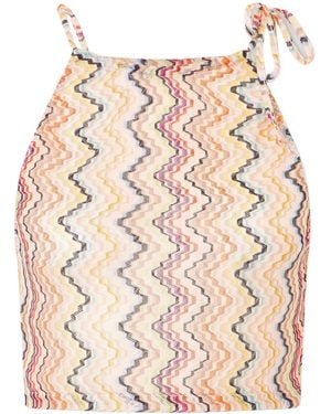 Missoni Striped Mesh Halterneck Top - Pink