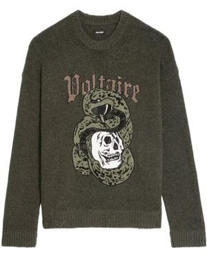 Zadig & Voltaire Marko Snake-Motif Jumper - Green