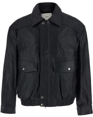 DUNST Oversized Leather Jacket - Black