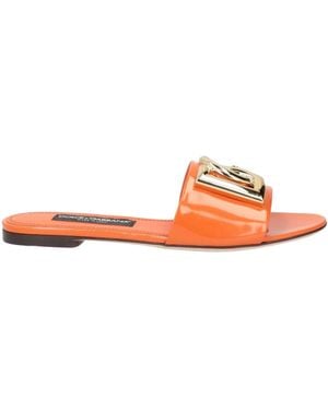 Dolce & Gabbana Minimalist Patent Leather Slides - Orange