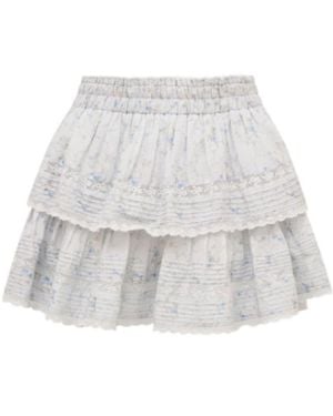 LoveShackFancy Tiered Ruffle Mini Skirt - White