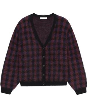 FRAME Brushed Houndstooth Cardigan - Purple