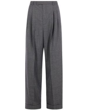 Valentino Turn-Up Hem Straight Hem Pants - Gray