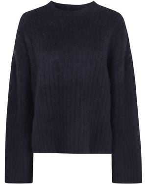 Uma Wang Ribbed Frayed-Hem Top - Blue