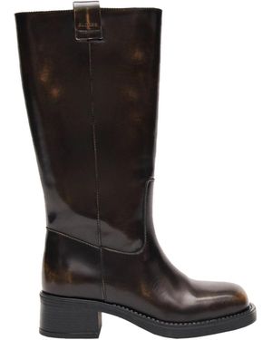 Alohas Round-Toe Biker Boots - Black