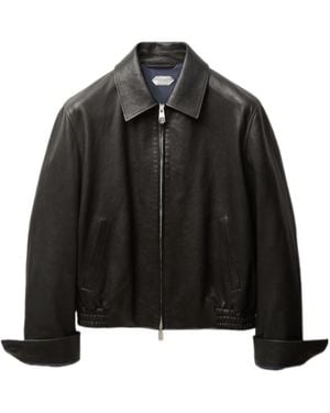 Versace Zip-Up Leather Blouson - Black