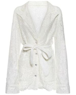 Dolce & Gabbana Single-Breasted Lace Blazer - White