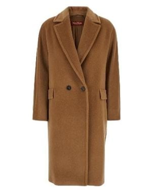 Max Mara Studio Cocco Double-Breasted Long-Sleeved Coat - Brown