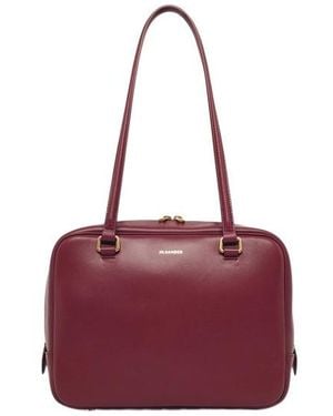 Jil Sander Logo Printed Medium Vision Bag - Purple