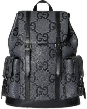 Gucci Jumbo Gg Monogrammed Large Backpack - Gray