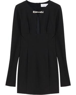 Blumarine Hollowed-Out Pin Decorated Compact Knitted Dress - Black