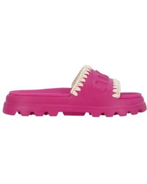 Mou Eva Logo-Embossed Slides - Purple