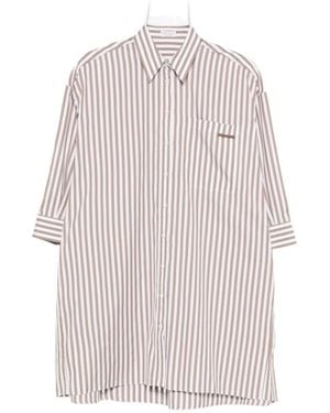 Brunello Cucinelli Striped Longline Shirt - White