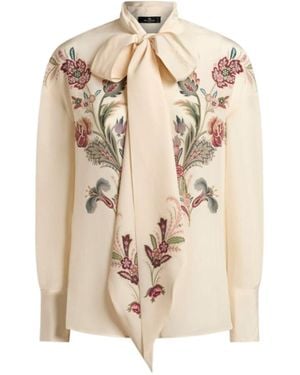 Etro Floral-Printed Long-Sleeved Shirt - Natural