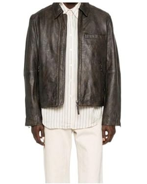 Samsøe & Samsøe Zippered Leather Jacket - Black