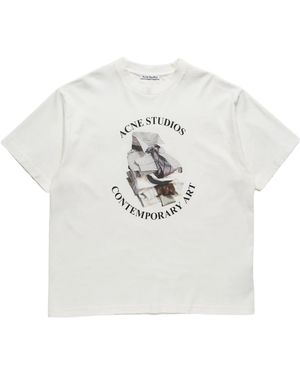 Acne Studios Logo Printed Crewneck T-Shirt - White