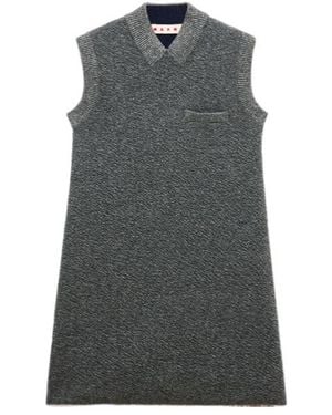 Marni Wool Mini Dress With Lurex Detailing - Gray