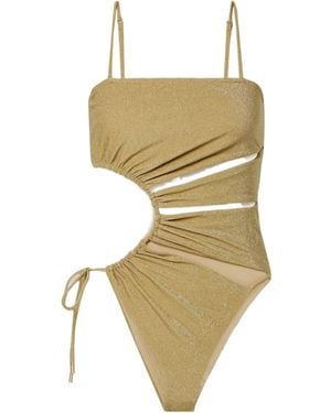 Cult Gaia Allegra Openwork Pleated Swimsuit - Metallic