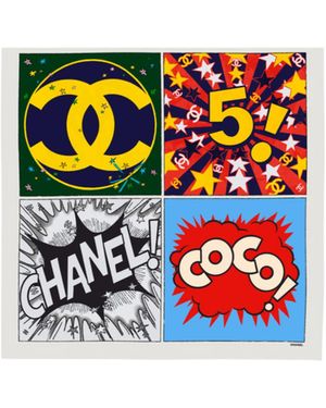 CHANEL Square Silk Scarf - White