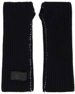 MM6 by Maison Margiela Label Detail Gloves - Black