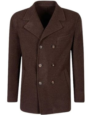 Eleventy Double-Breasted Coat - Brown
