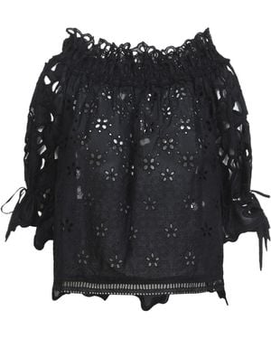 Ermanno Scervino Embroidered Off-Shoulder Top - Black