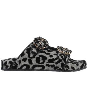 Dolce & Gabbana Leopard Print Rhinestone Sandals - Black