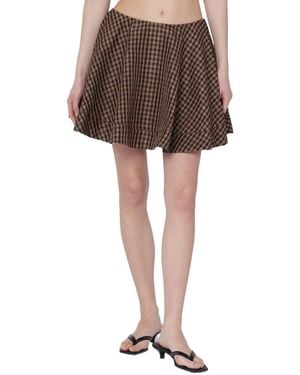 Ganni Plaid Skirt - Brown