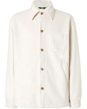 Gcds Logo-Embroidered Button-Up Jacket - White