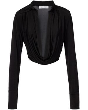 AYA MUSE Freya Draped Crop Top - Black