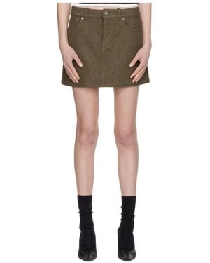 A.P.C. Wool Mini Skirt With Belt Loop - Green
